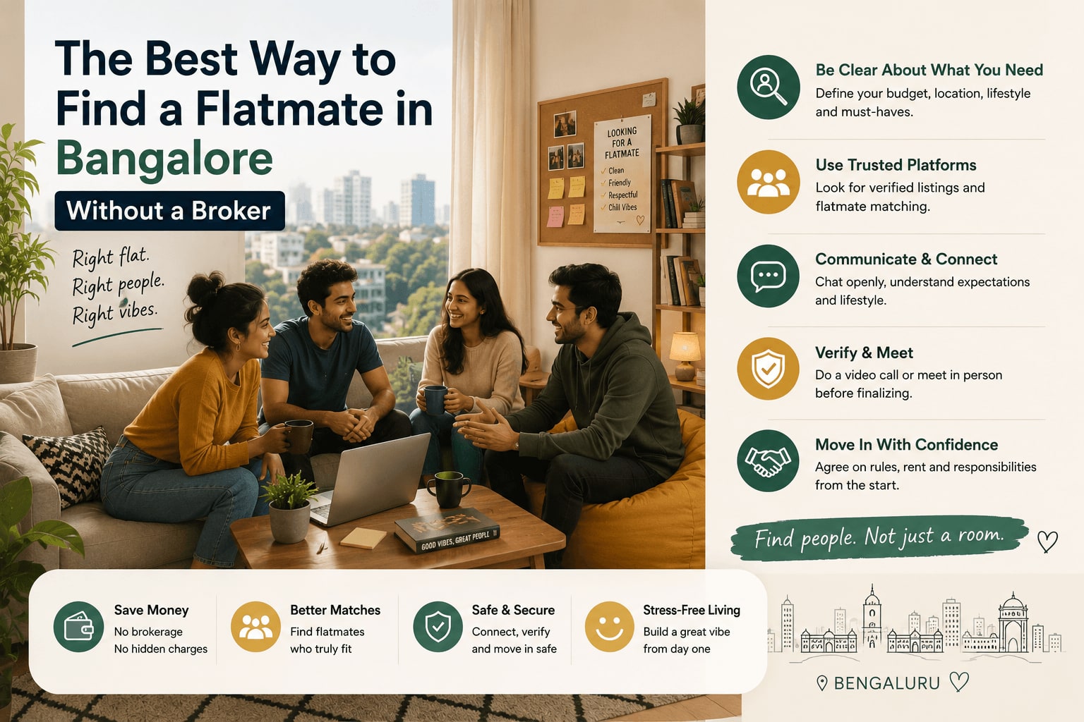 The Best Way to Find a Flatmate in Bangalore Without a Broker (2026)